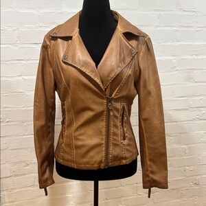 SOLD - Max Studio Tan “Leather” Motorcycle Jacket